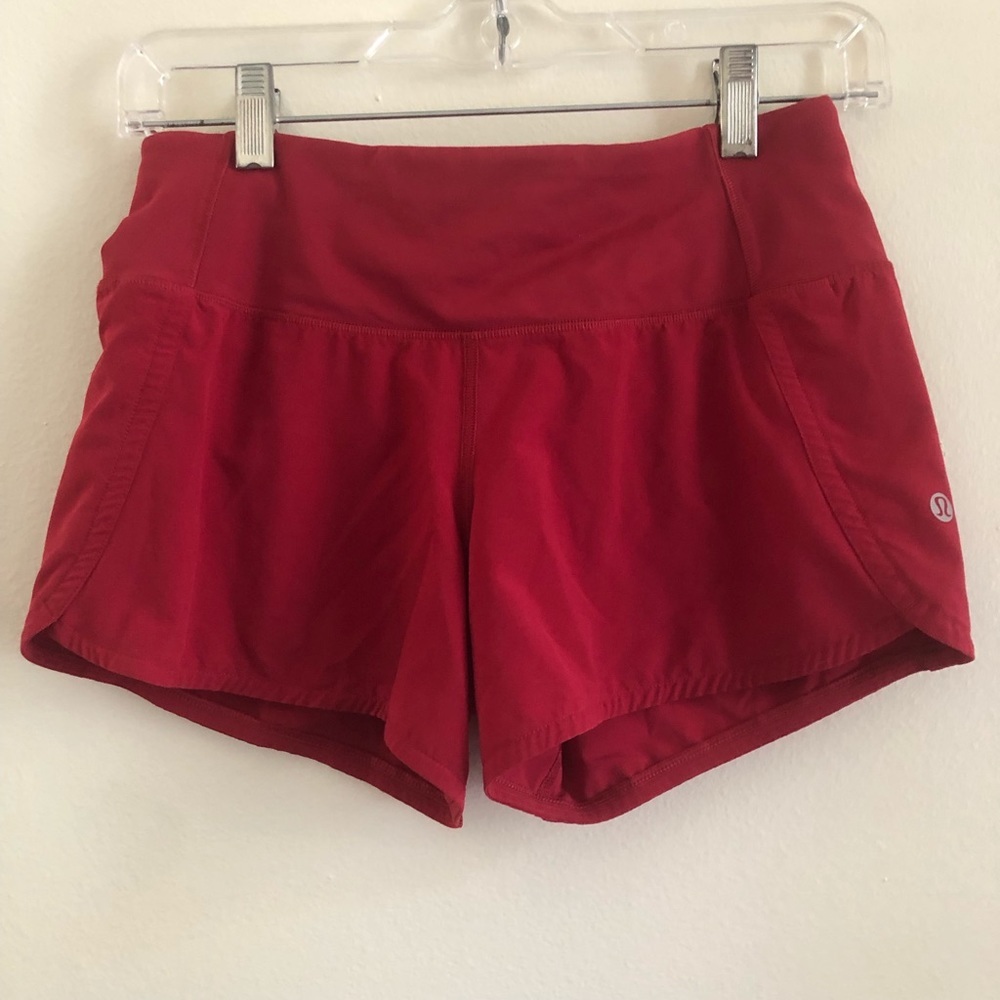 red lululemon shorts